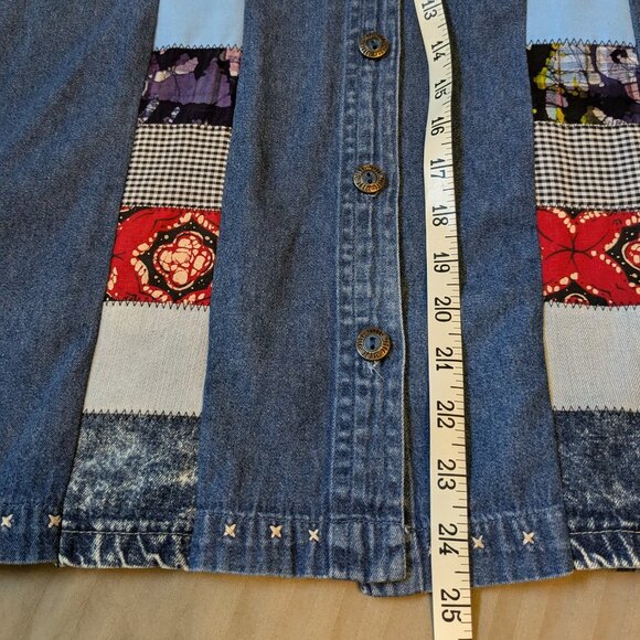Handcrafted Embellished Denim Patchwork Shirt Upcycled Handmade - Picture 8 of 9